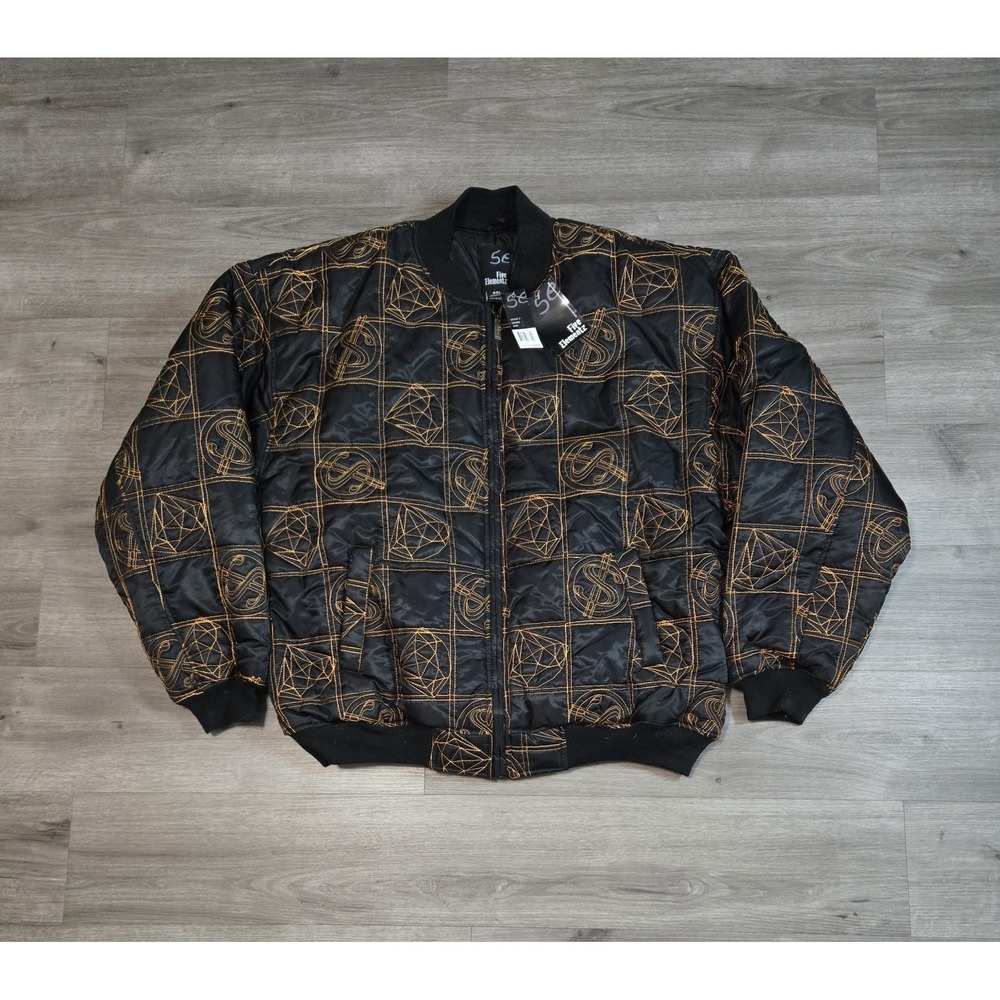 Money Print Five Elementz Coat Embroidered Logo Rap Hip Hop Size 6XL NWT